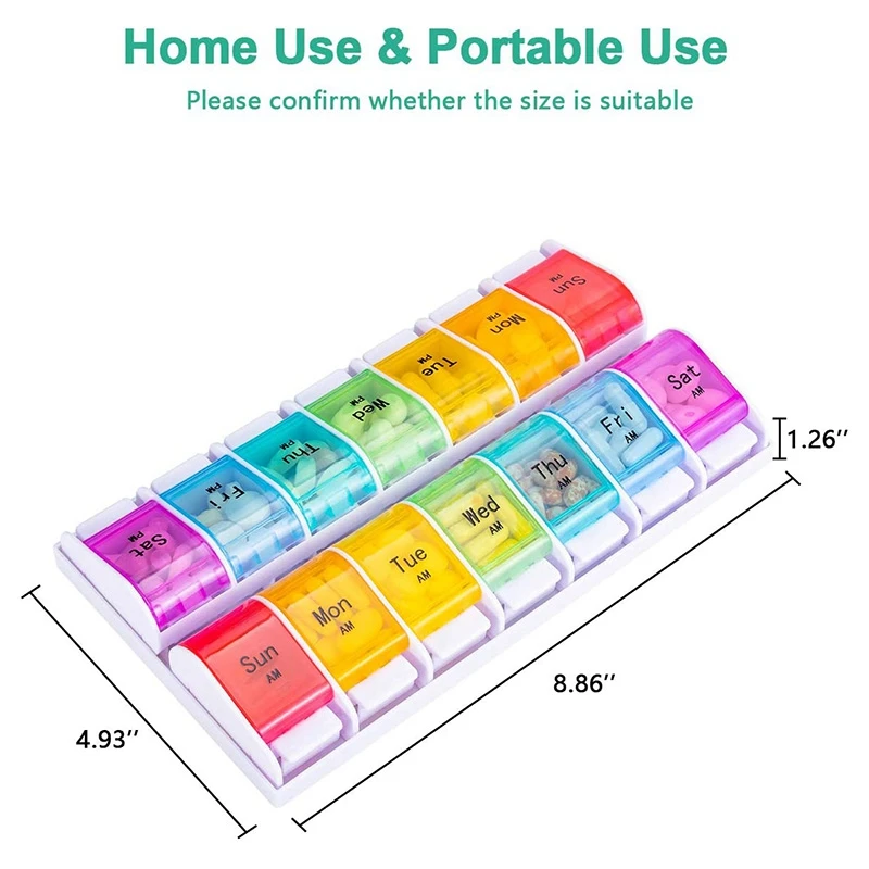 

Weekly Pill Organizer Am Pm - Daily Pill Organizer 2 Times a Day 7 Day, Upgraded Design Daily Pill Box