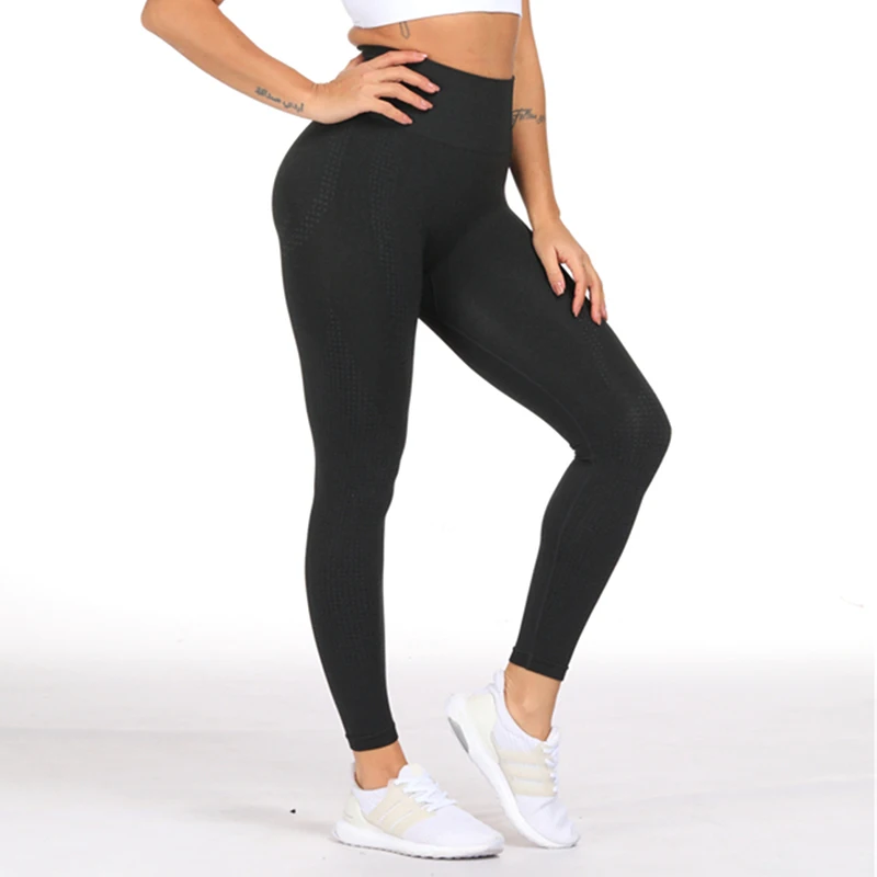 BLACK MARL LANTECH женские Леггинсы для йоги, спортивные штаны, спортивная одежда для бега, эластичные леггинсы для фитнеса, тренажерного зала, компрессионные колготки с высокой талией, бесшовные - Цвет: BLACK MARL