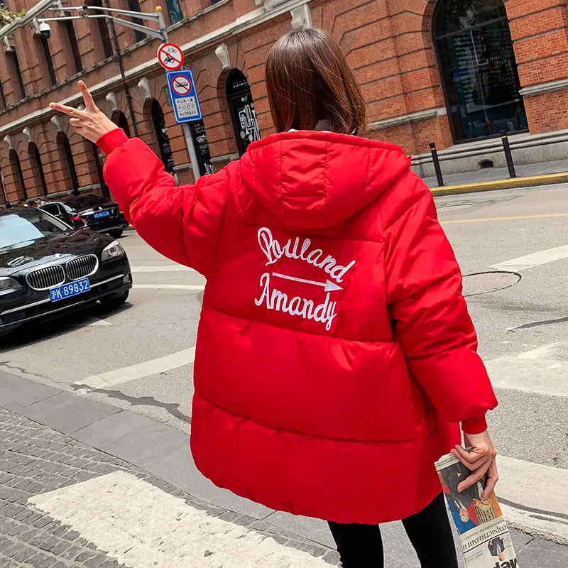 FTLZZ зимний женский полосатый каждодневный свободный дизайн хлеб пальто вышивка с