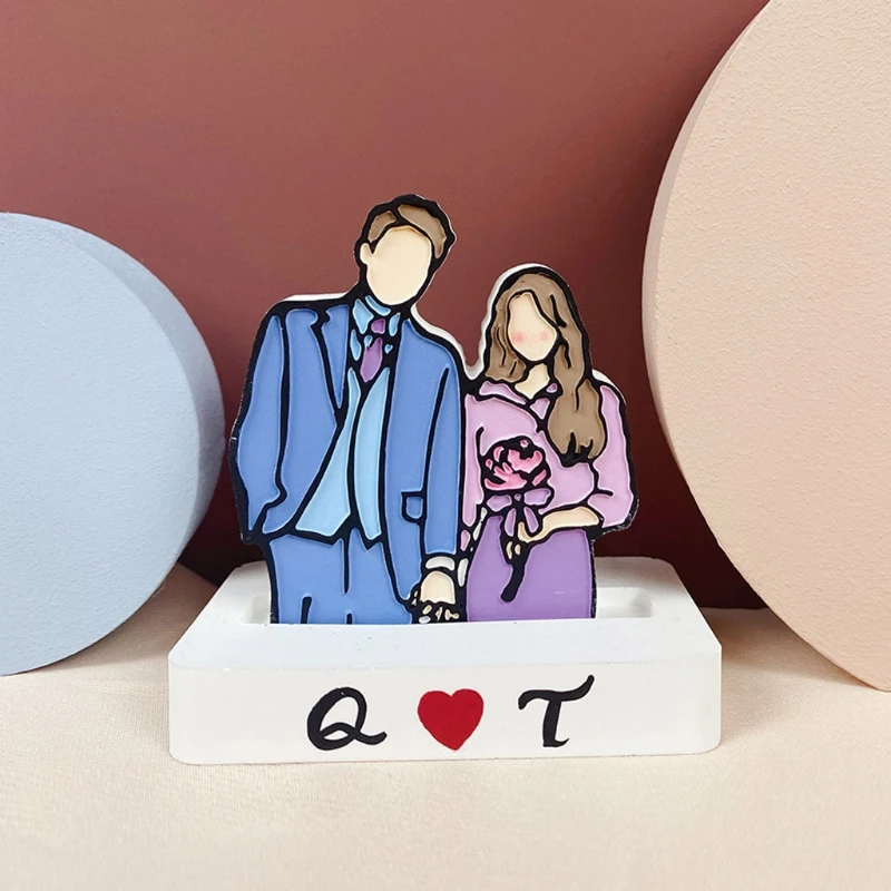 

5Pcs Wedding Photos Gypsum Line Drawing Mold Bride and Groom Resin Casting Mold Home Decor Art Crafts Tools Color Random