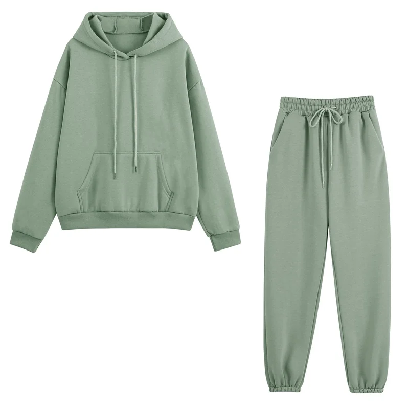 

Women Fleece Tracksuits Two Pieces Set Hoodies Oversized Sweatshirt Pants Solid Color Hoodie Suits Female Casual Sport Outfits