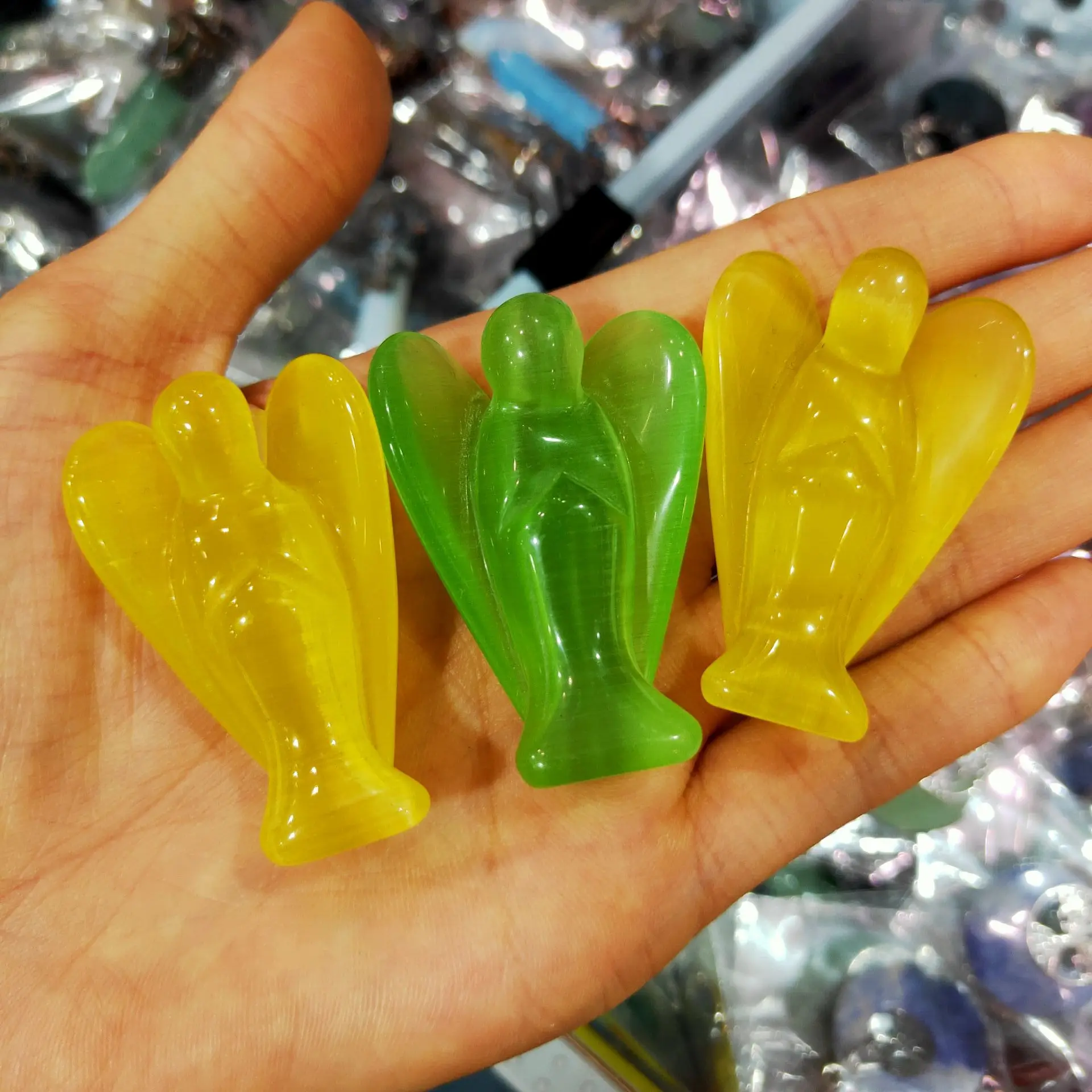 Натуральный высококачественный Кристалл кошачий глаз 2 дюйма красочный угол для