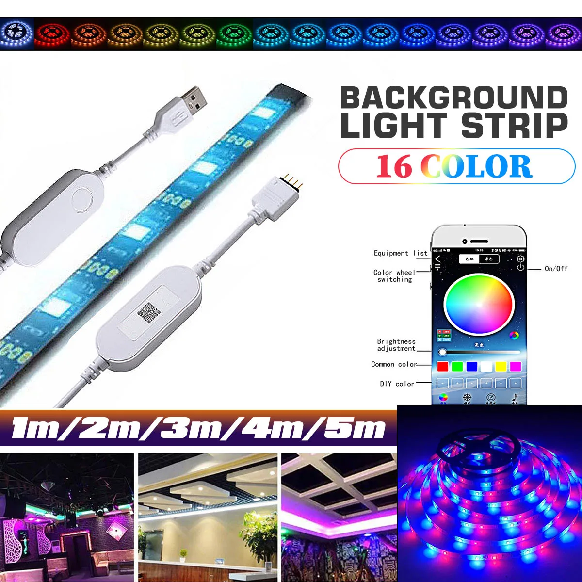 

Гибкая Водонепроницаемая лента RGB 5050, 12 в пост. Тока, 1/3/5 м