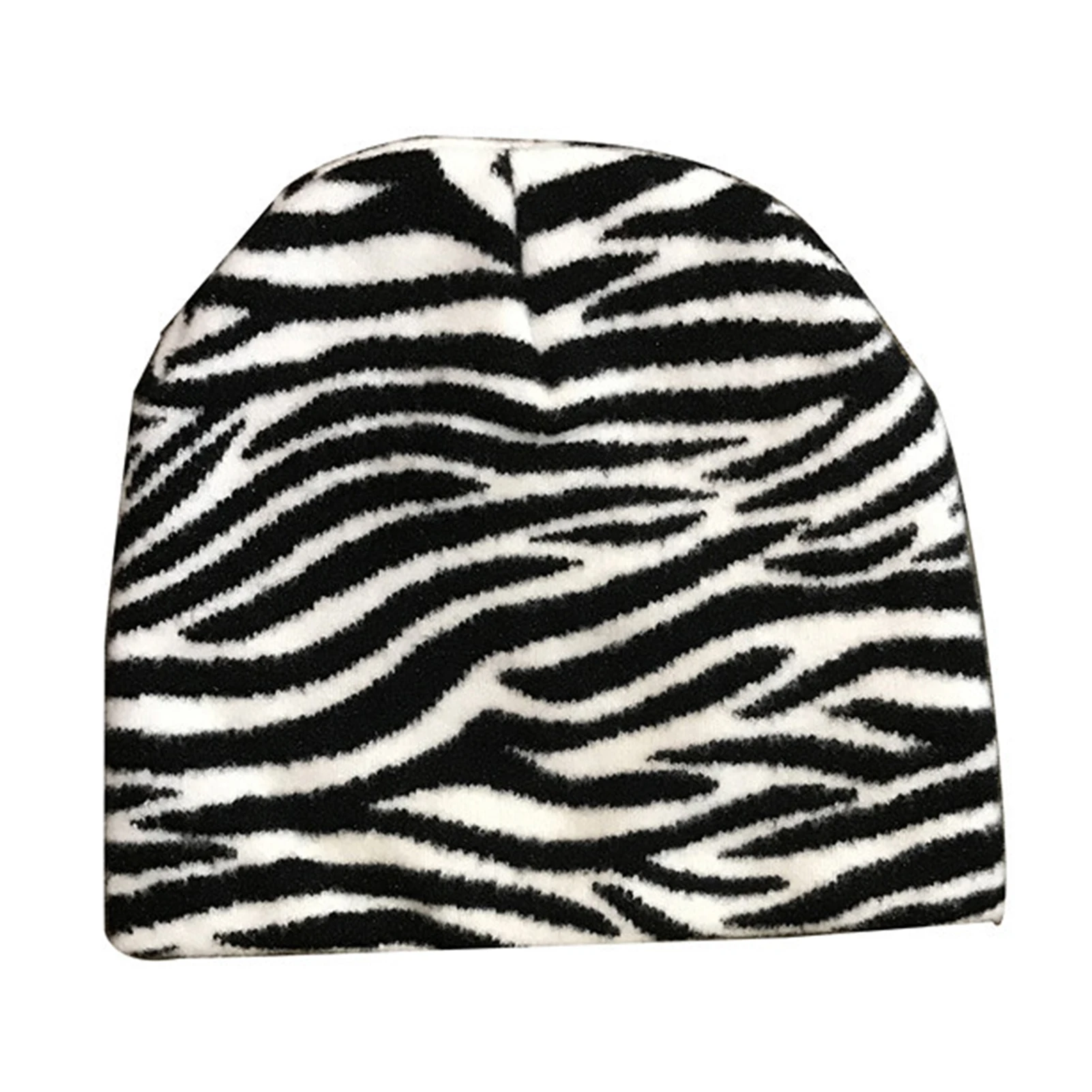 

Winter Soft Fashion Warm Zebra Cow Leopard Printed Beanie Hat Cap for Women
