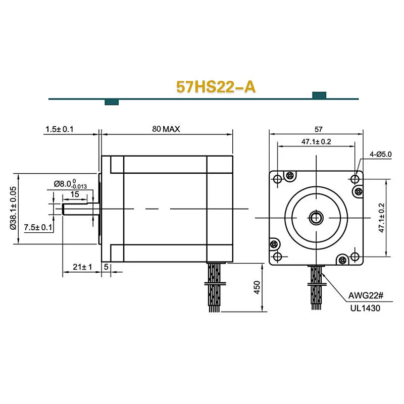 Shaft diameter 8mm stepper motor 57HS21A 57HS22-A 57HS-C 2-phase 2.1/2.2 N.m length 76/80mm J19279 | Обустройство дома