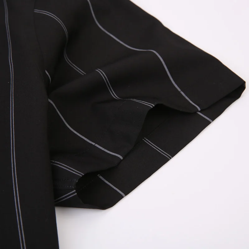 Летняя Повседневная рубашка в Вертикальную Полоску с коротким рукавом Без