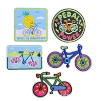 50pcslot embroidery patches letters clothing decoration accessories cartoon bicycle fruit diy iron heat transfer applique