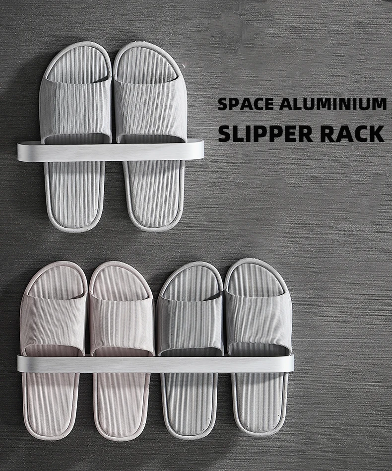 

Slipper Rack Towel Hanger Wall-Mounted Shoes Storage Rack Punch Free Slippers