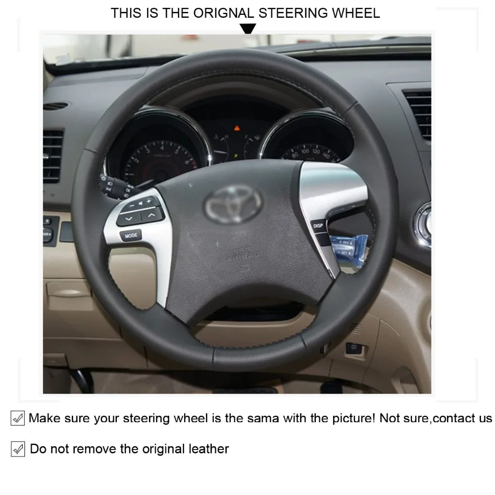 DIY сшитый вручную чехол рулевого колеса автомобиля из искусственной кожи для Toyota