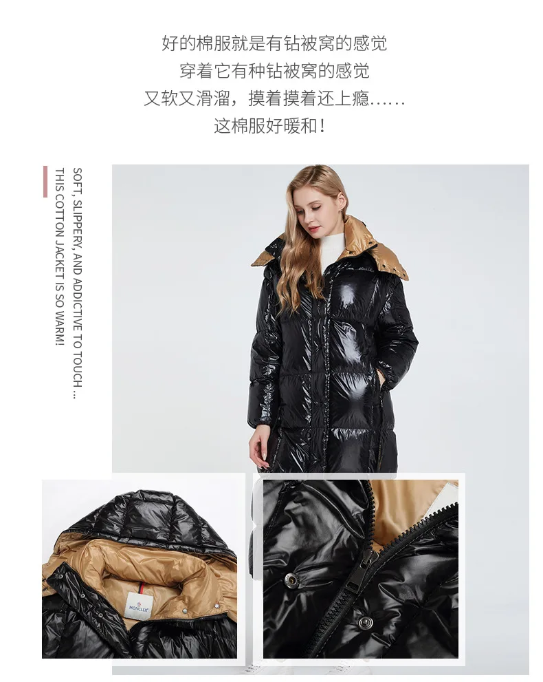 

Women winter waterproof Long hooded Down Jacket black female 90% White Duck Down coat Parka Thick Warm Snow Outerwear jackets