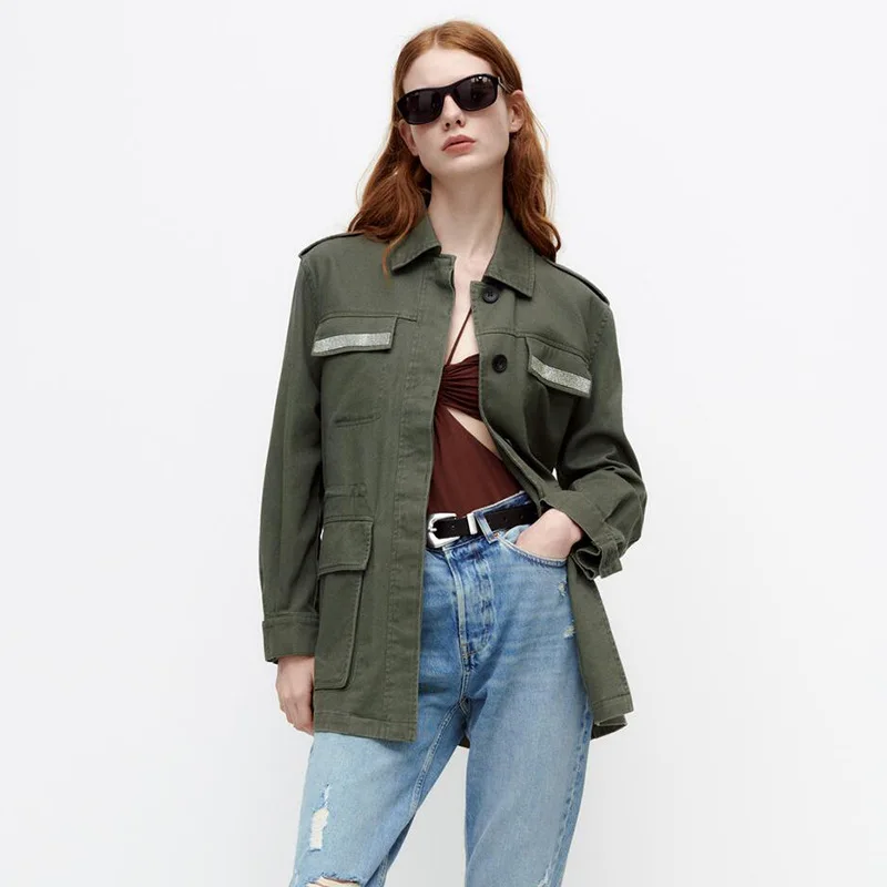 

Осенняя Новая женская модная повседневная куртка с карманами Женское пальто Женская одежда Женская длинная куртка