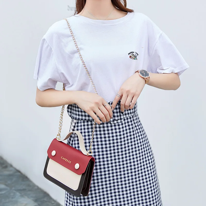 Модная контрастная цветная ручная цепь квадратная сумка на ремне универсальная