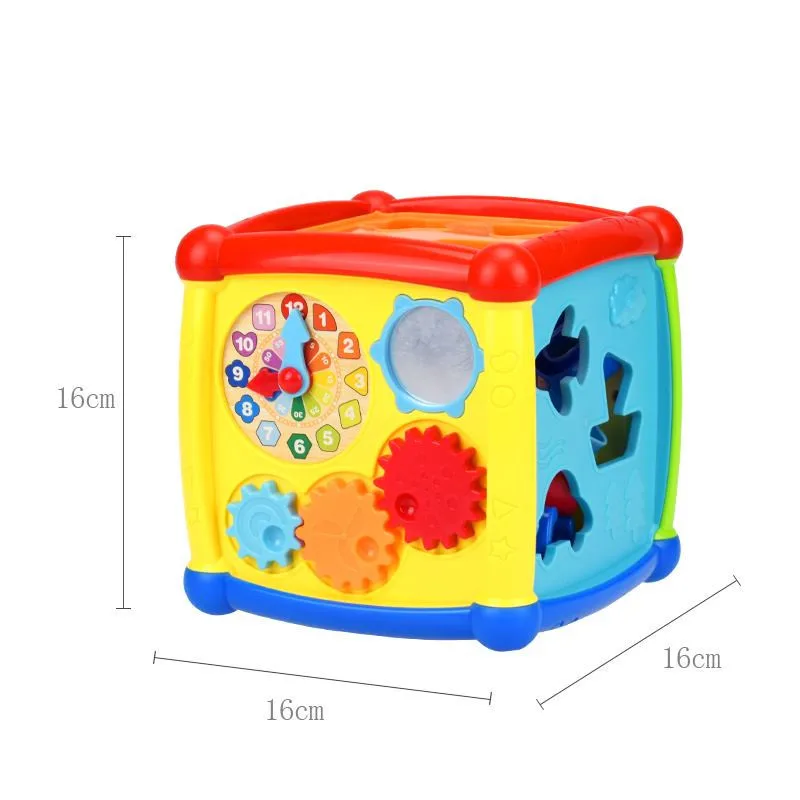

Multifunctional Musical Toys Toddler Baby Box Music Activity Cube Gear Clock Geometric Blocks Sorting Educational Toys