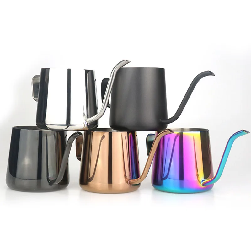 

250/350ml Gooseneck Kettle Pour Coffee Tea Pot Non-stick Coating Food Grade Stainless Steel Drip Kettle Swan Neck Thin Mouth
