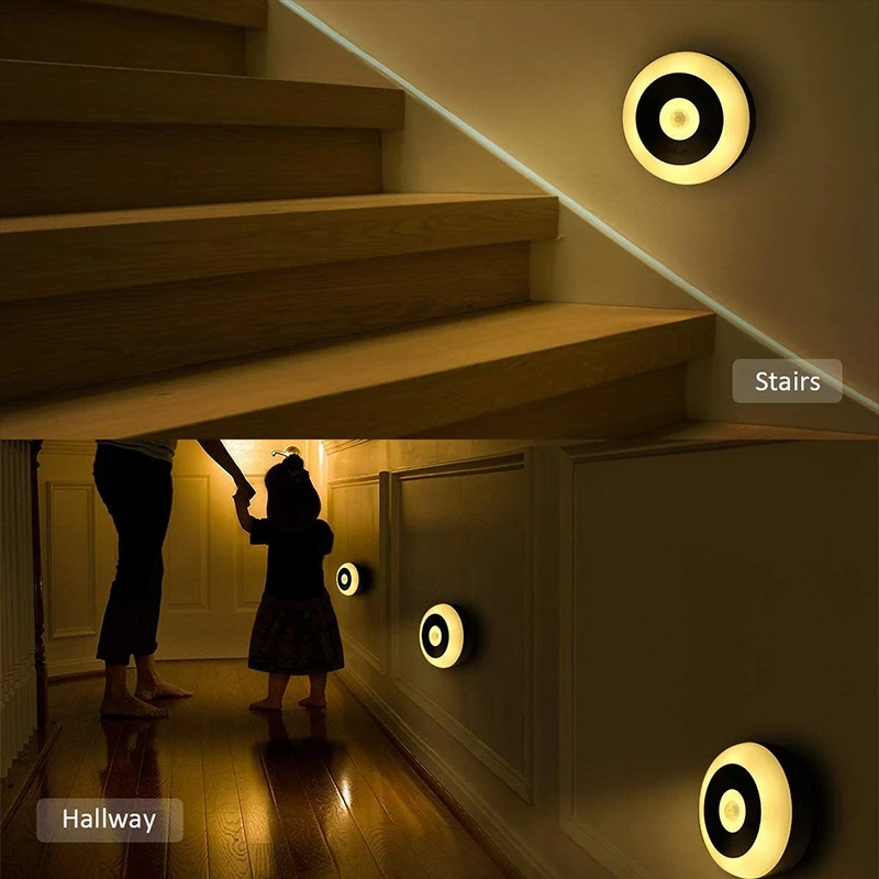 

New LED Night Light, Rechargeable Indoor and Outdoor Sports Sensor Staircase Light Closet Hanging, 3000K Warm Light, White