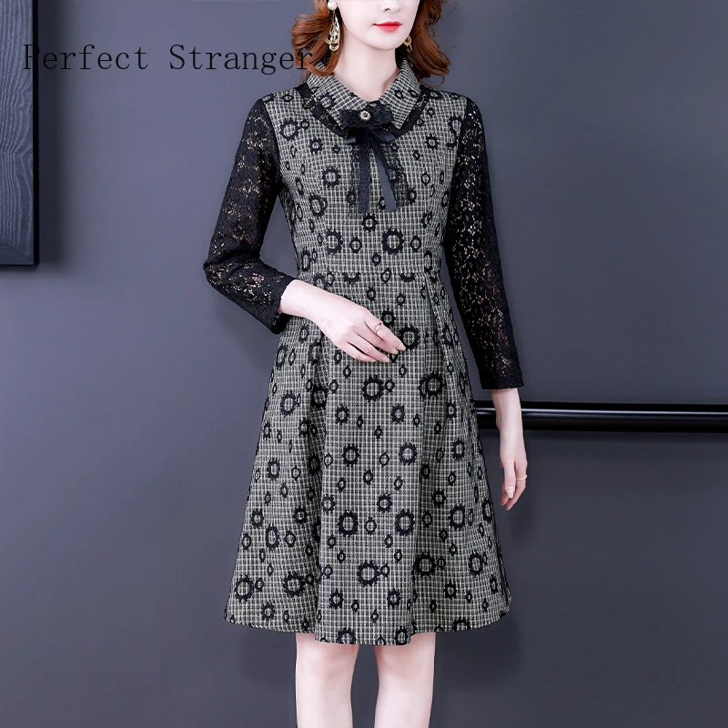 

High-end Brand Fashion Temperament Dress Women 2021 Early Autumn New Nine-minute Sleeves Waist A Word Dress