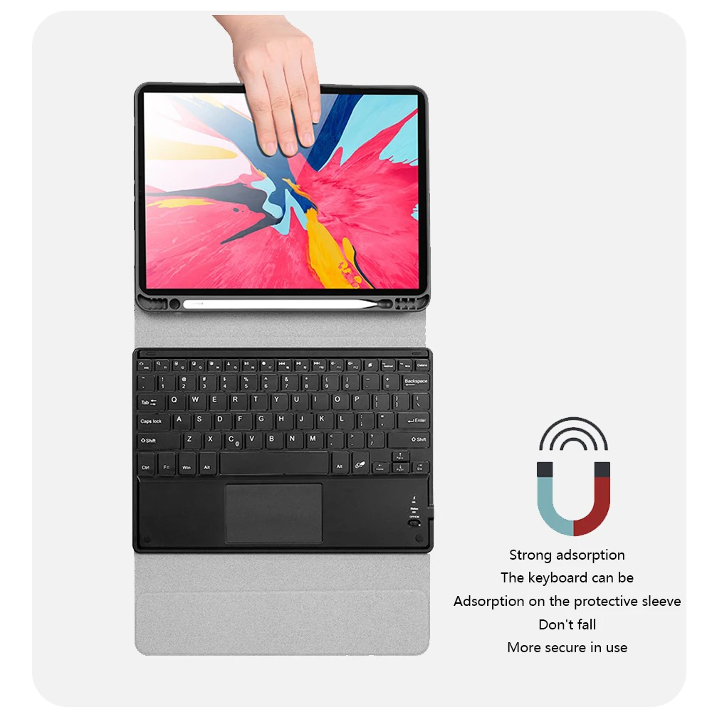 Для iPad 10,2 дюймов американская сенсорная Bluetooth клавиатура чехол для планшета с защитной крышкой из искусственной кожи