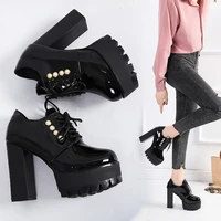 patent leather boots autumn and winter 2020 womens single boots ultra high heel lace up womens boots waterproof