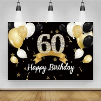 laeacco 60th 30 40 happy birthday photography backdrop gold star balloons party portrait black photo background for photo studio