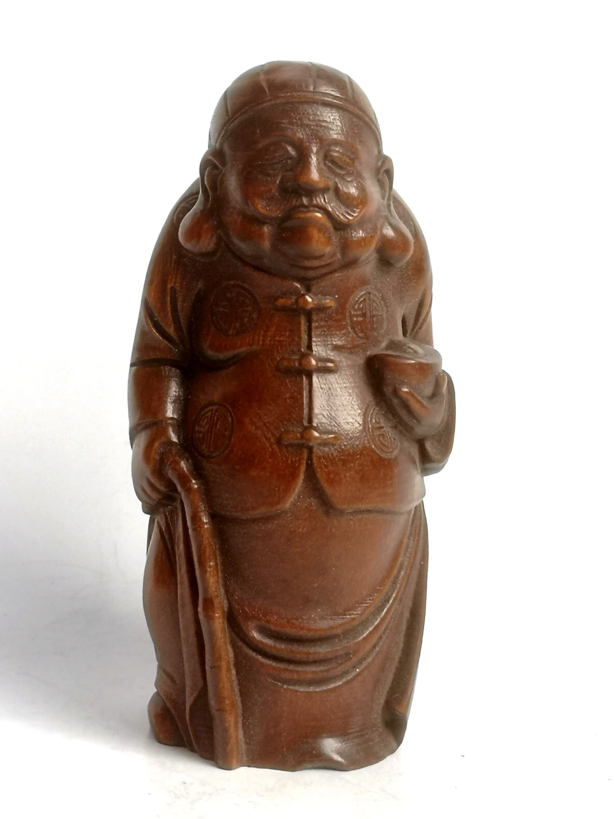 

YIZHU CULTUER ART Collection China Old Boxwood Hand Carved Rich Man Statue Family Decoration