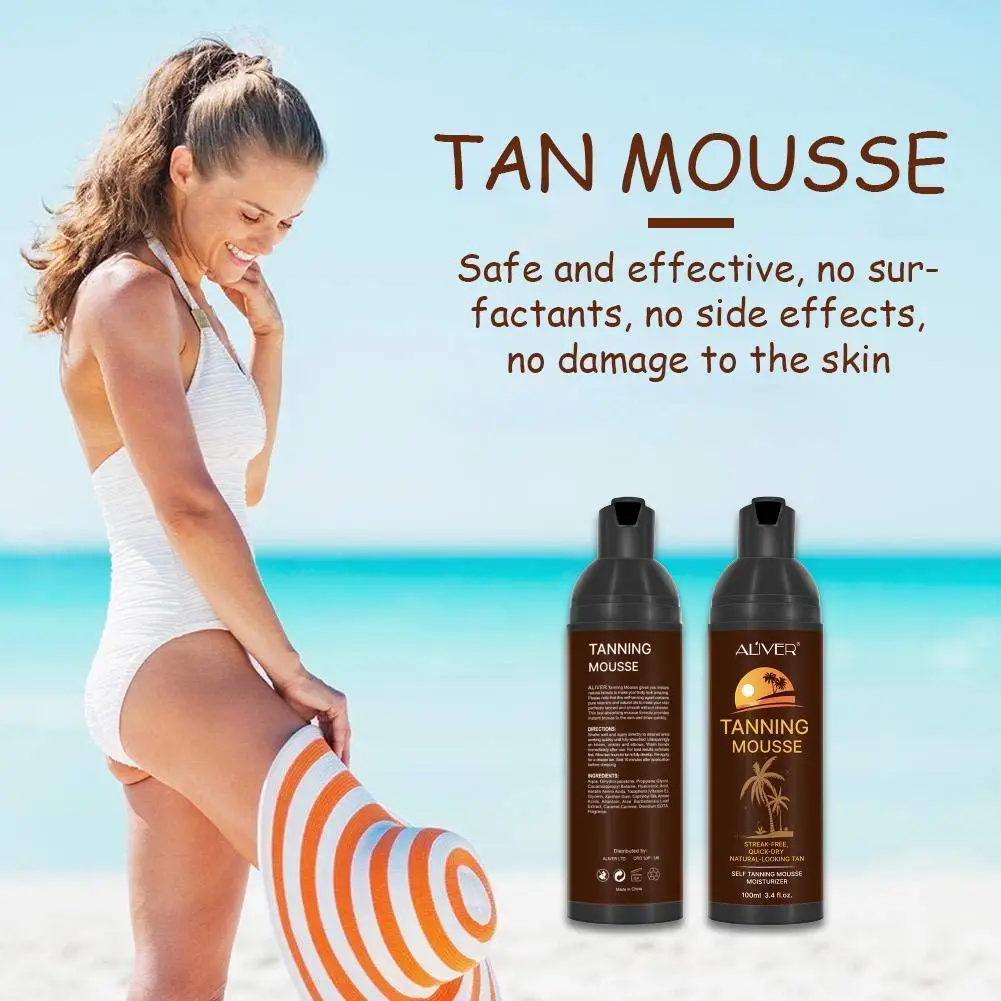

100ml Body Self Tanners Cream Tanning Mousse For Bronzer Body Nourishing Skin Face Block Makeup Cream Solarium Sun Care Ski Q6H0
