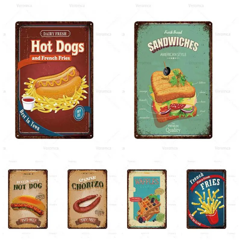 Металлический знак в виде гамбургера металлический винтажный жестяной для