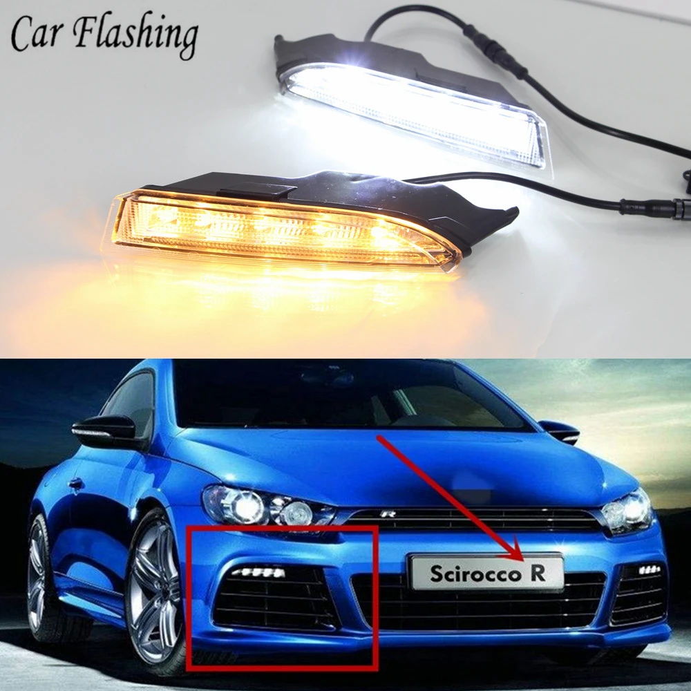 2 шт. для Фольксваген Scirocco R Line 2010 2011 2012 2013 2014 светодиодный DRL дневные ходовые огни с