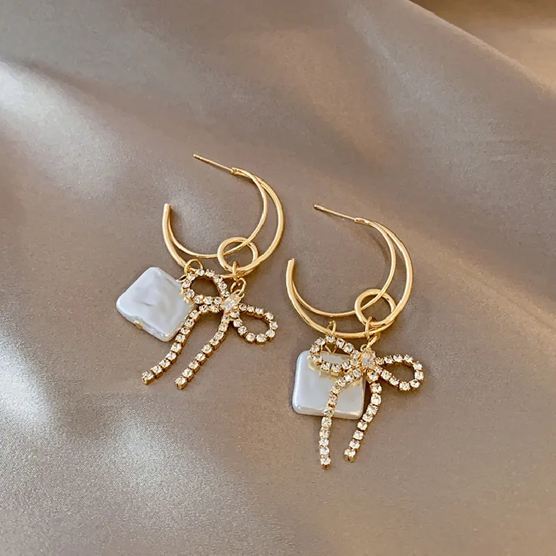 

Korean Fashion Stud Earrings for Women Earrings Trendy 2021 Jewelry Bow Female Temperament Simple and Versatile Pearl Earrings