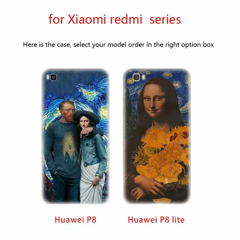 Забавный Арт Ван Гога Мона Лиза ТПУ чехол для телефона Huawei P40 P30 P20 Pro P10 P9 Lite p30lite
