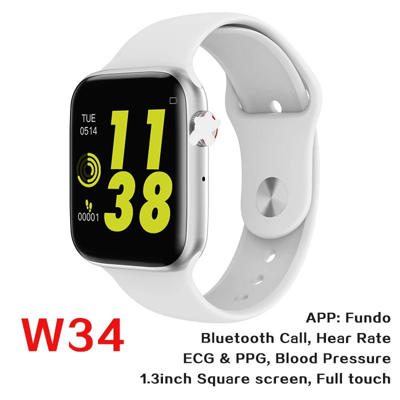 696 Смарт-часы W34 с Bluetooth и функцией вызова ЭКГ, монитор сердечного ритма iwo 8 lite, умные часы для Android iPhone xiaomi band PK iwo 8 10 11 12 - Цвет: W34 silver