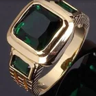 Кольцо мужское с квадратным кубическим кристаллом, элегантное большое кольцо 3 цветов, черное, зеленое, фиолетовое, золотистое, вечерняя бижувечерние я, аксессуары