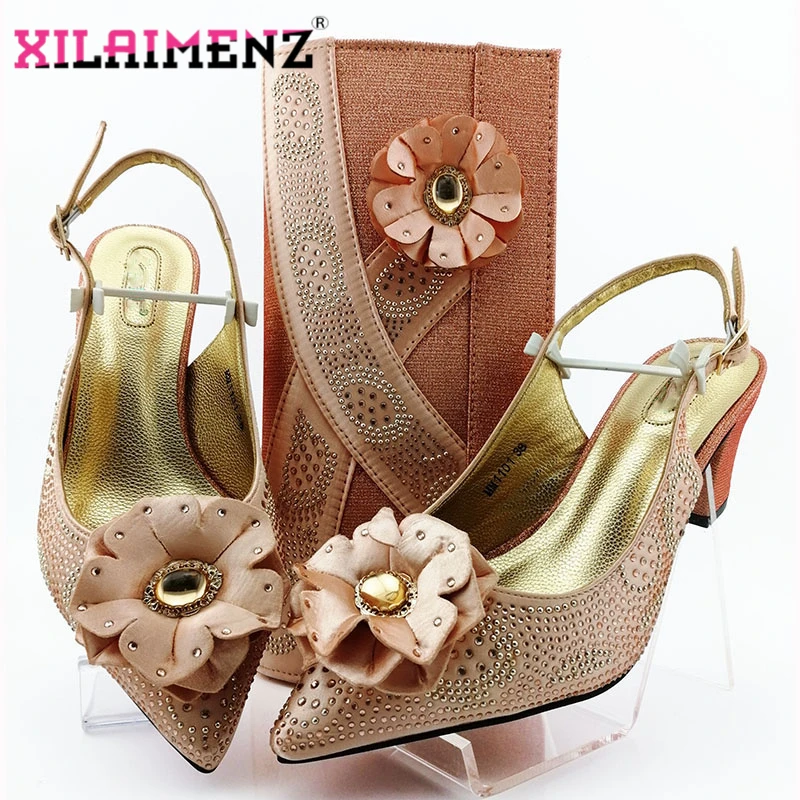 Пикантная Женская обувь в нигерийском стиле с сумочкой комплекте женские