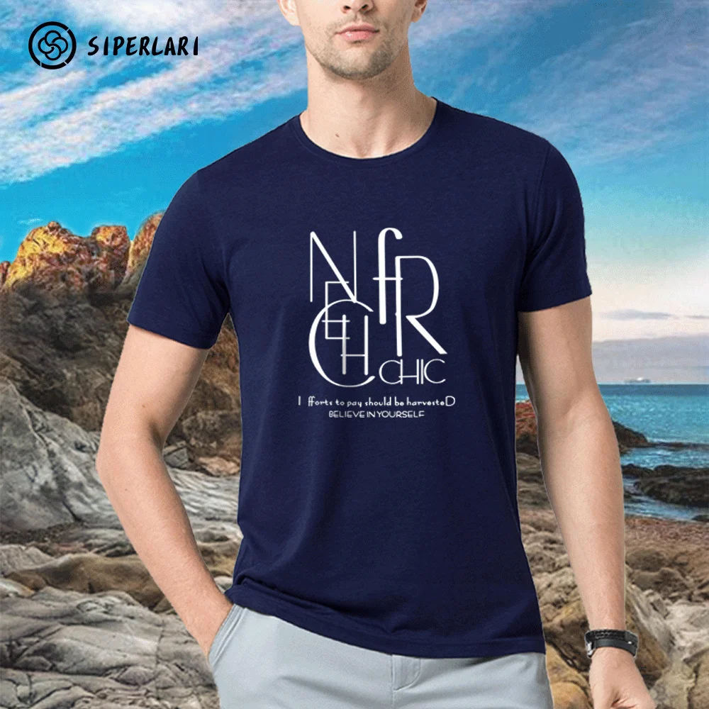 Мужская футболка с короткими рукавами SIPERLARI Повседневная из 100% хлопка принтом 5