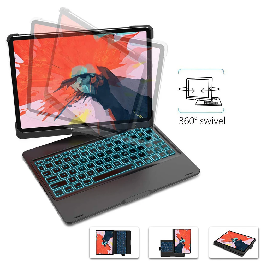 Чехол для iPad Pro 11 10,5 9,7 7 цветов с подсветкой 360 Rotatio Беспроводной Bluetooth клавиатура чехол для iPad 6th 5th воздуха на возраст 1, 2, 3