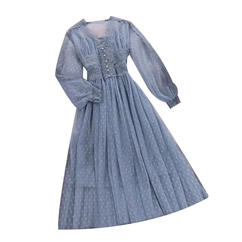 V-neck Puff Sleeve Mesh Midi children Girls Dress Plus Size Fairy Tulle Lace Teenager Elegant Long Vestidos 12-20Y | Детская одежда и