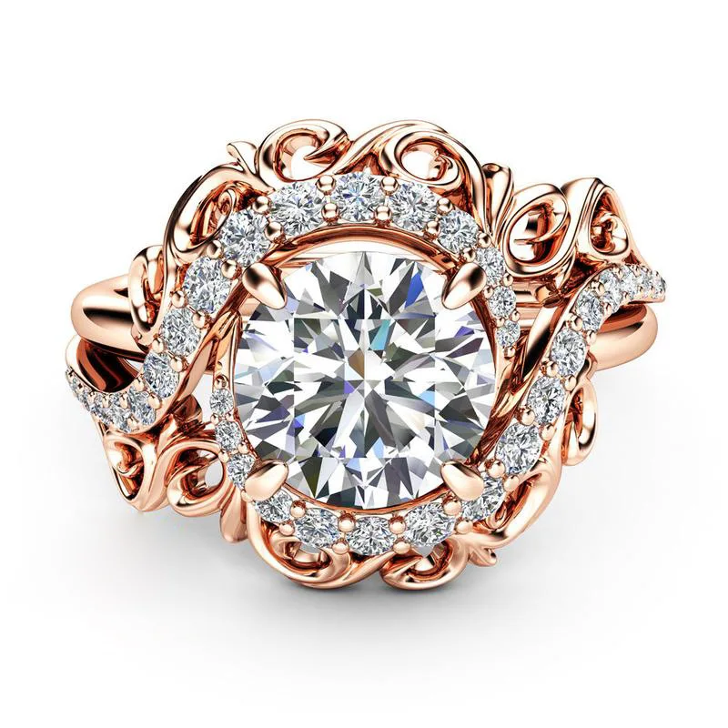 

925 Sterling Zilveren Ring Kleurrijke Ros Gouden Zirkoon Ring Mode Populaire Verlovingsring Mannen En Vrouwen Sieraden