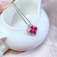 kjjeaxcmy boutique jewelry 925 sterling silver inlaid natural ruby gemstone female necklace pendant support detection fashion