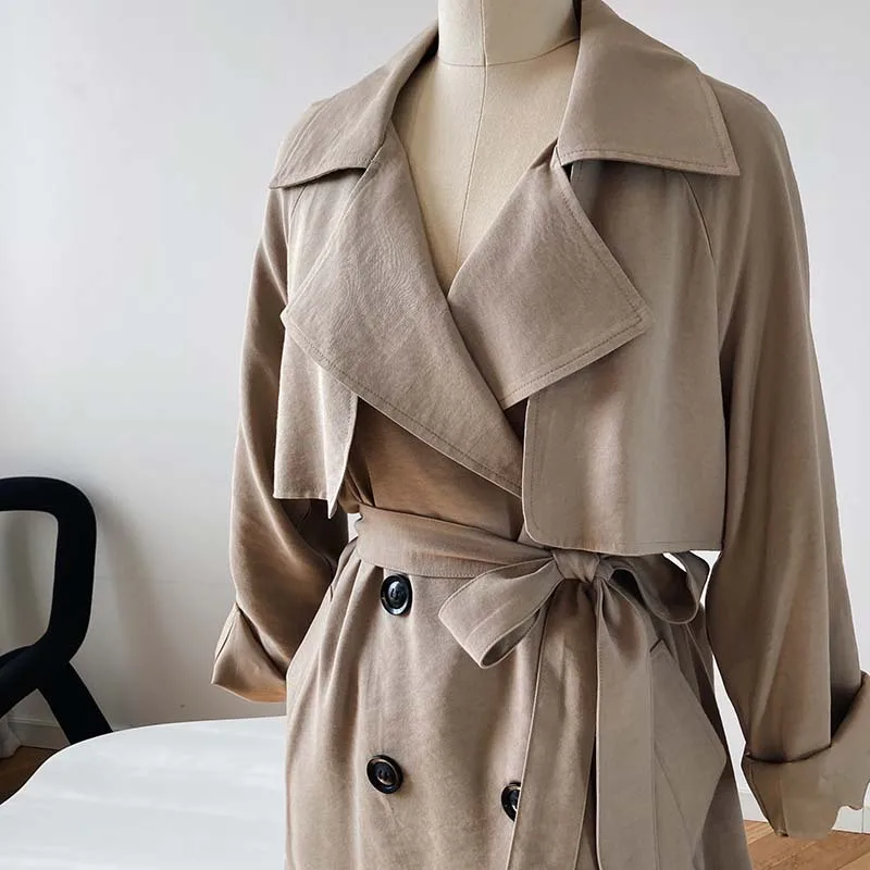 

2021 Autumn Women Trench Coat Korean Style Loose Casual Long Light Windbreaker Jacket Cardigan Outerwear Korean Clothes Fashion