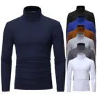 Новинка 2021, Мужская однотонная водолазка, мужские облегающие футболки с длинным рукавом, черная, белая мужская футболка, топы, свитера