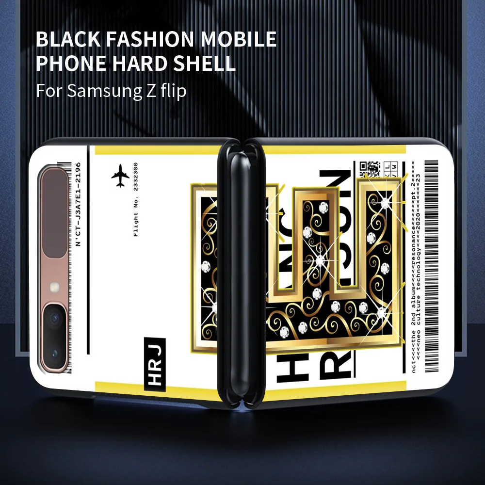 

for Samsung Galaxy Z Flip Mobile Phone Shell Z Flip 5G Folding Protective Luxury Shell World Country Letters Label Air Tickets