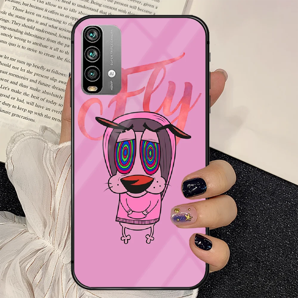 

Courages The Cowardlies Dog Phone Tempered Glass Case Cover For Xiaomi Redmi note k 7 8 9 10 30 40 A C T S Pro Shell Back Cover
