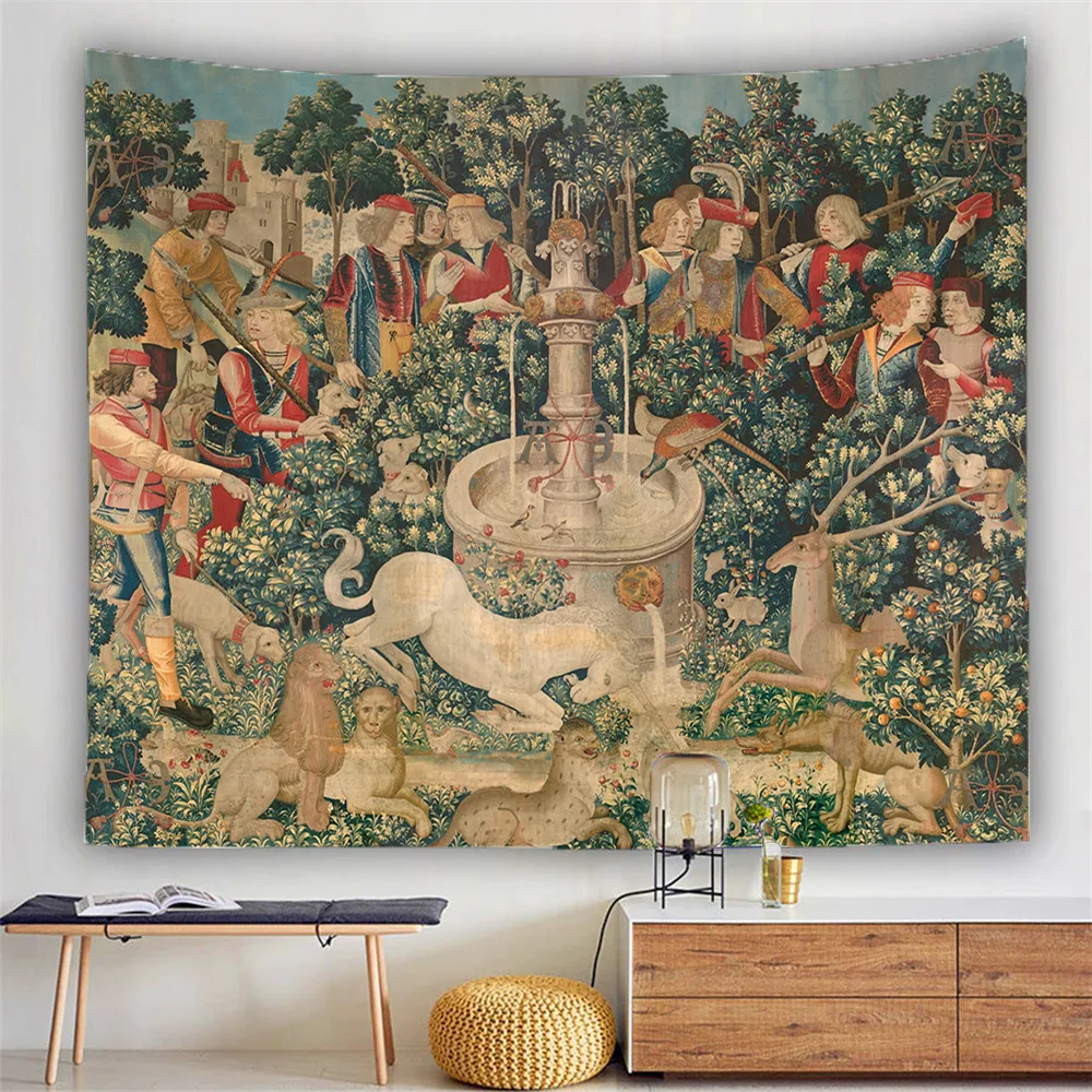 

Medieval Tapestry Wall Hanging garden plants And The Unicorn Tapestry Multifunction Home Decor Tapestries Background Decor