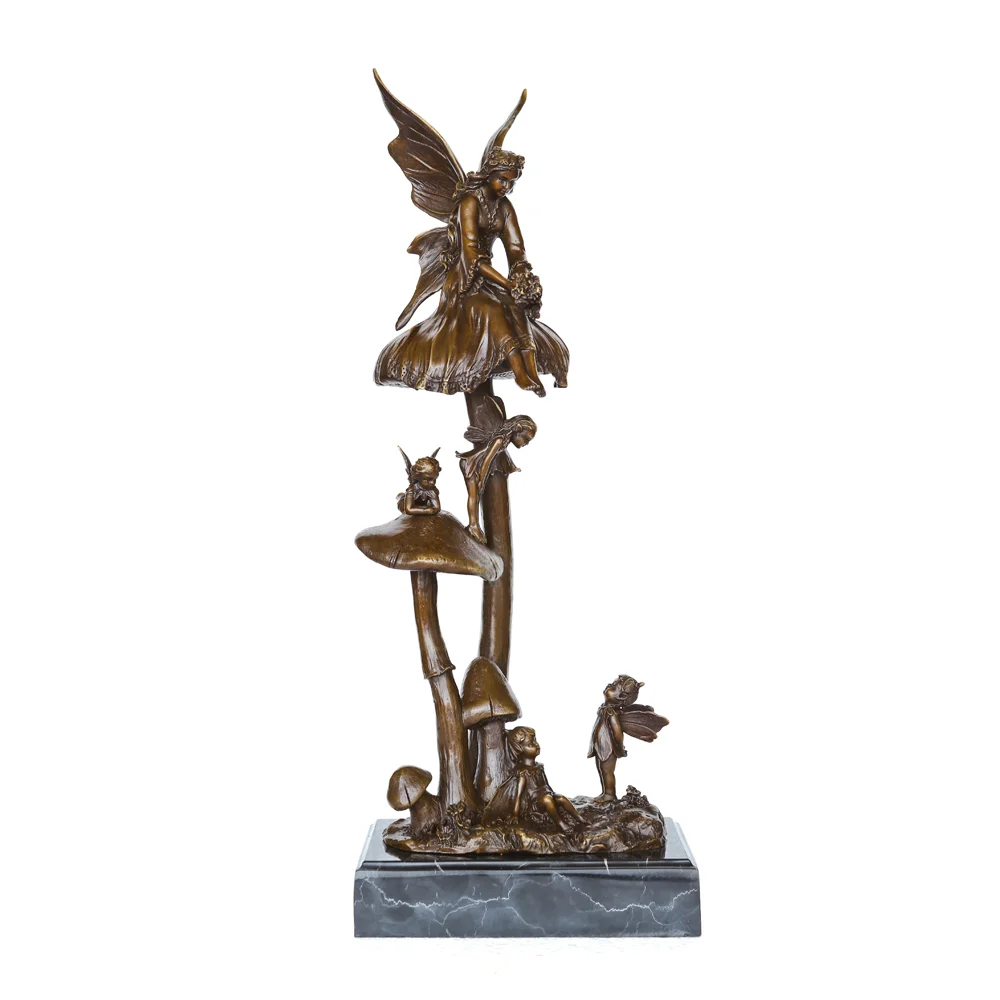 

Bronze Loveing Angel Fairy Family Sculpture Statue Art Marble Base Classy Home Decoration