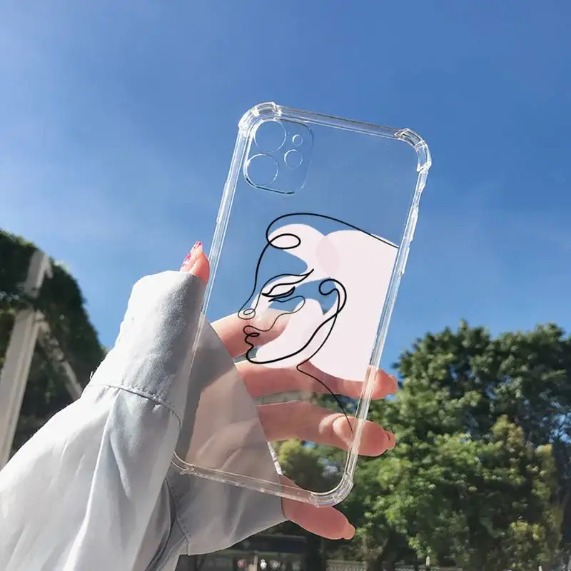 

Art Abstract Phone Case Transparent for Clear iPhone 11 12 8 7 6 6S XS MAX Plus X 5S SE 2020 XR mini pro