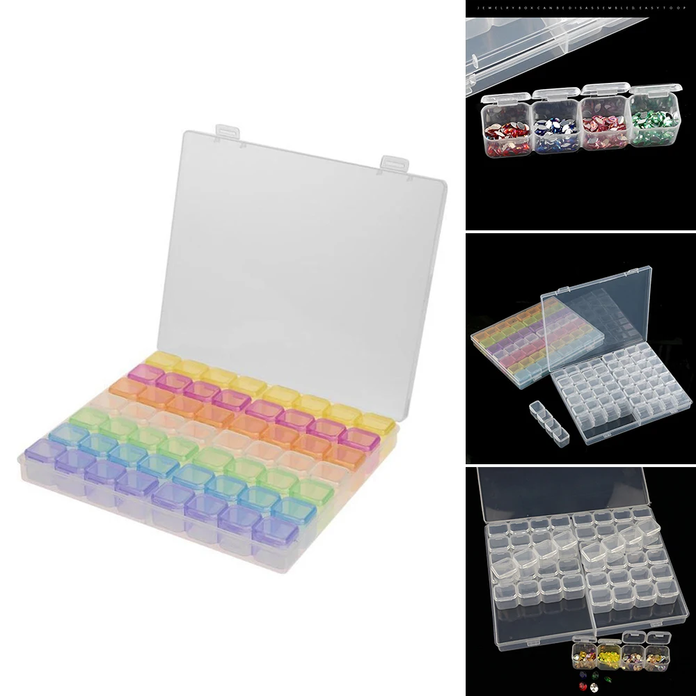 

56 Grid Clear Line Box Painting Accessor Organizer Container Ring Holder Beads Display Separate Slots Empty Storage Jewelry Case