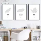 Карта из сеула, Корея, Пусан и остров Чеджу, плакат и печать корейских букв, карта Южной Кореи, Картина на холсте для гостиной, домашний декор
