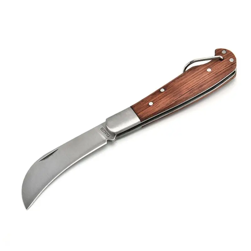 1pc Outdoor EDC Tool Wood Handle Folding Knife Mushroom Camping Survival | Инструменты
