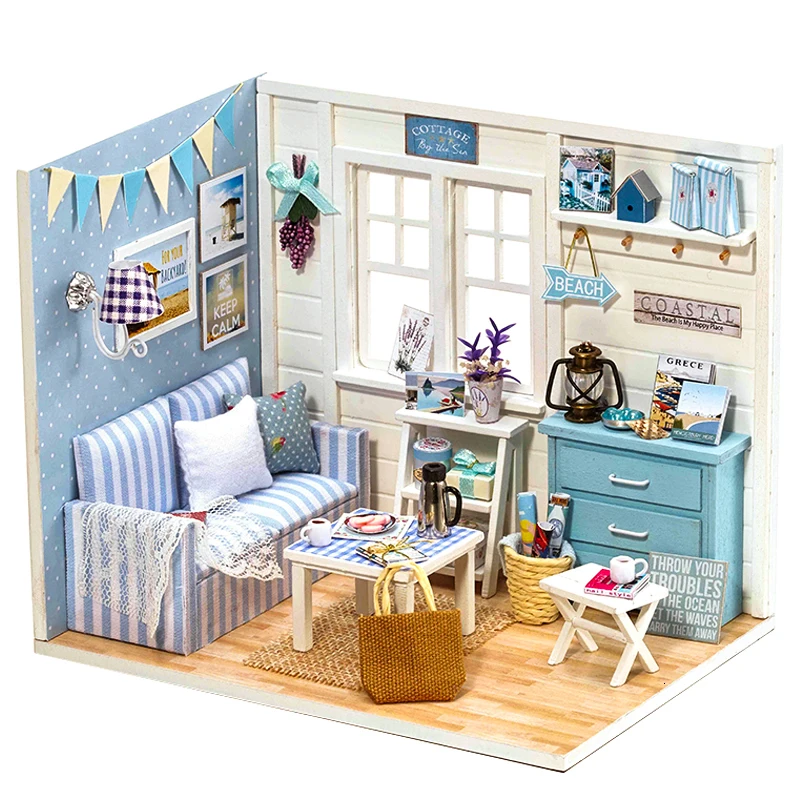 H016 Кукольный дом мебель Diy Миниатюрный 3D Деревянный Miniaturas кукольный домик игрушки для детей подарки на день рождения Каса дневник котенка куклы - Цвет: H016