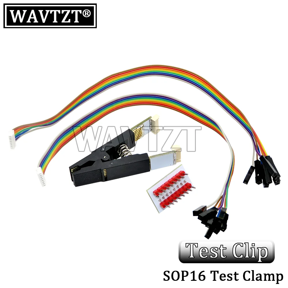 USB-программатор WAVTZT CH341A 24 25 Series EEPROM тестовый зажим SOP16 SOIC16 для серий RT809F TL866CS TL866A |