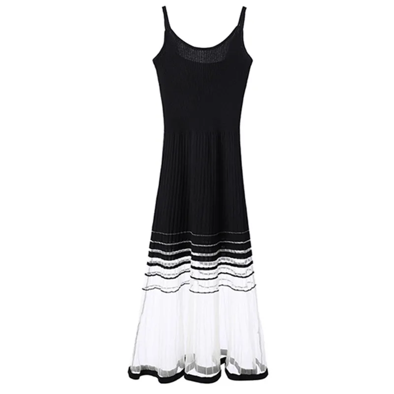 

Summer Women's Knitted Vest Long Skirt Fashionable Mesh Hollow Dress 2021 New Products